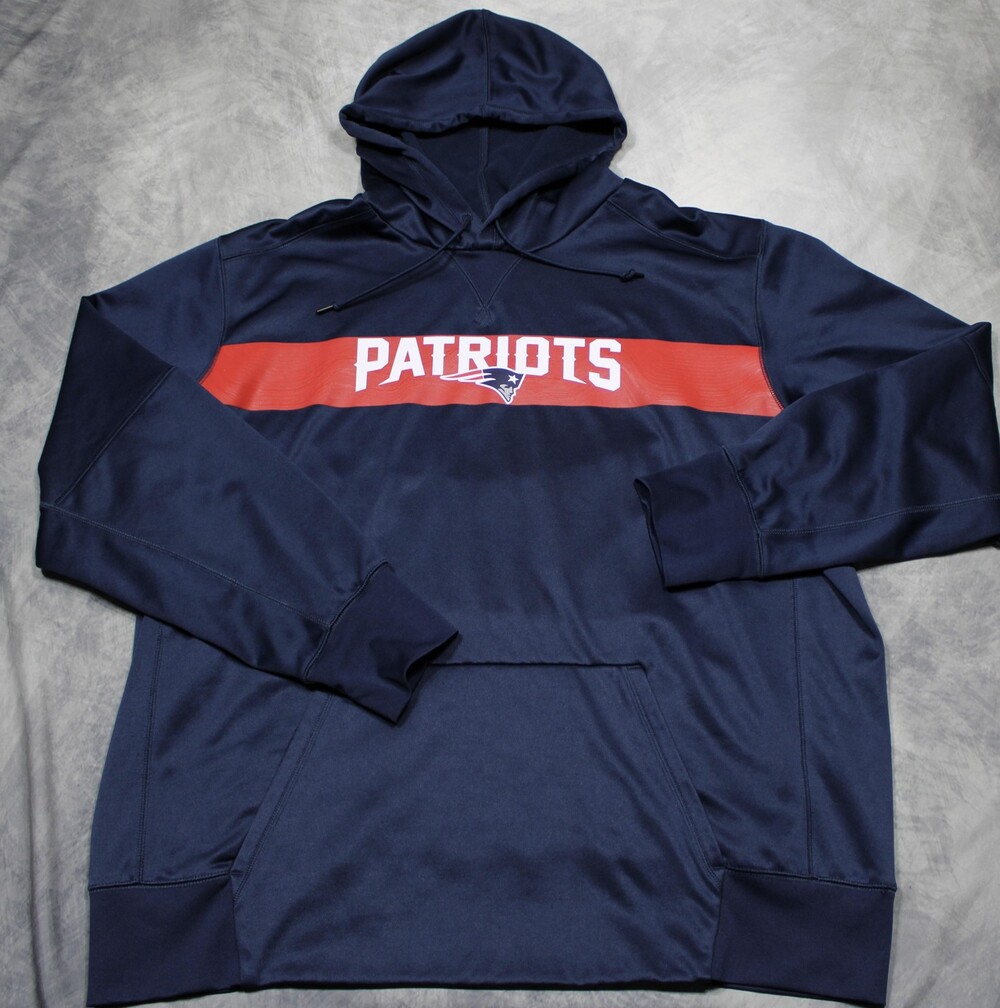 New England Patriots Nike On Field Long Sleeve Hoodie Sweatshirt Mens 2XL Navy